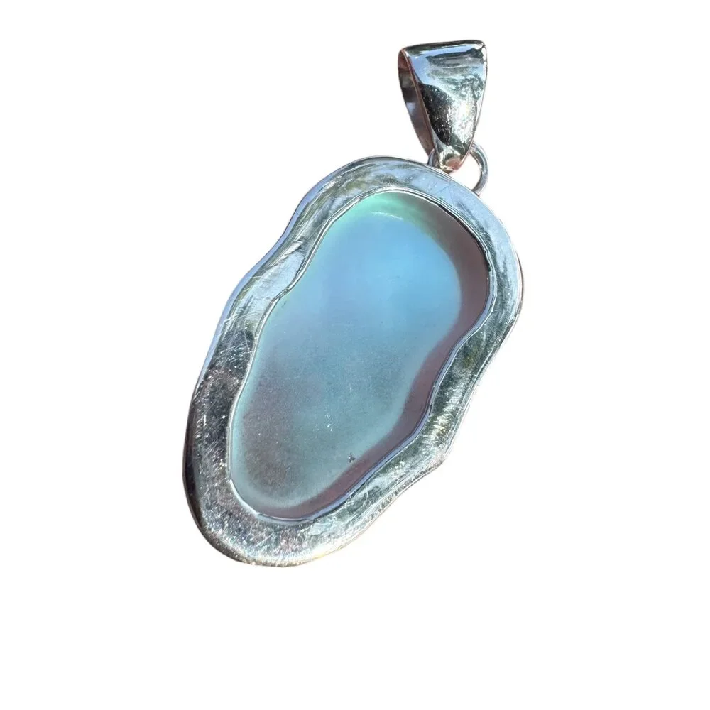 Sugar Skull Luminite Solid 925 Sterling Silver Pendant Handmade Taxco Mexico - Picture 6 of 8